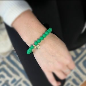 Erimish Green Beaded Stretchy Bracelet